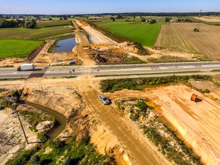 Fot. GDDKiA oddział w Opolu. DK45; budowa obwodnicy Praszki i Gorzowa Śl. Stan na sierpień 2021 r.