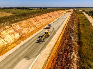 Fot. GDDKiA oddział w Opolu. DK45; budowa obwodnicy Praszki i Gorzowa Śl. Stan na sierpień 2021 r.