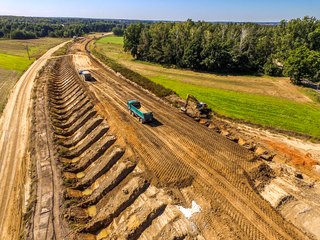 Fot. GDDKiA oddział w Opolu. DK45; budowa obwodnicy Praszki i Gorzowa Śl. Stan na sierpień 2021 r.