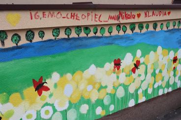 Kolorowy mural powstał na terenie Przedsiębiorstwa Komunalnego w Wieluniu