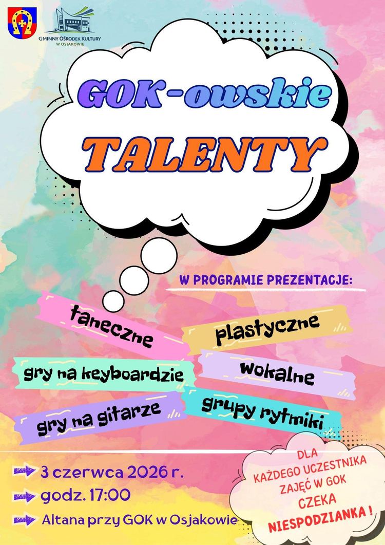 Dziś w Osjakowie wydarzenie „GOK-owskie Talenty”