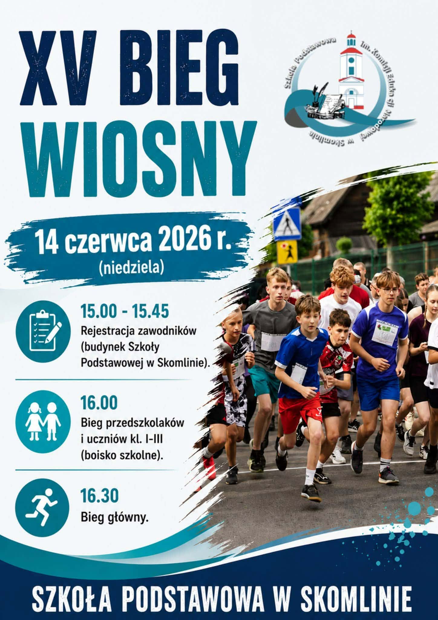 W niedzielę XV Bieg Wiosny w Skomlinie organizowany przez szkołę. Jutro ZaDyszka Skomlin zaprasza na wspólny trening
