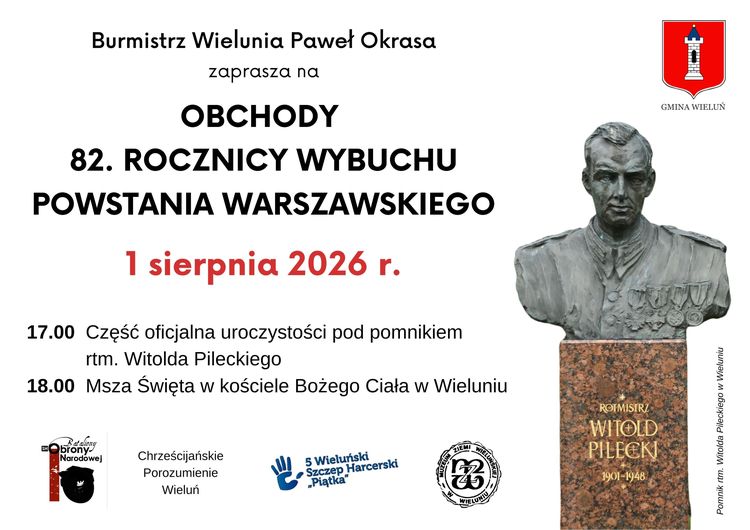 W sobotę w Wieluniu obchody wybuchu Powstania Warszawskiego