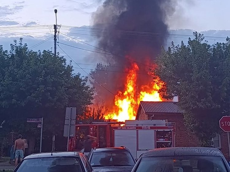 Pożar w Osjakowie. Ogień doszczętnie strawił budynek gospodarczy i altanę