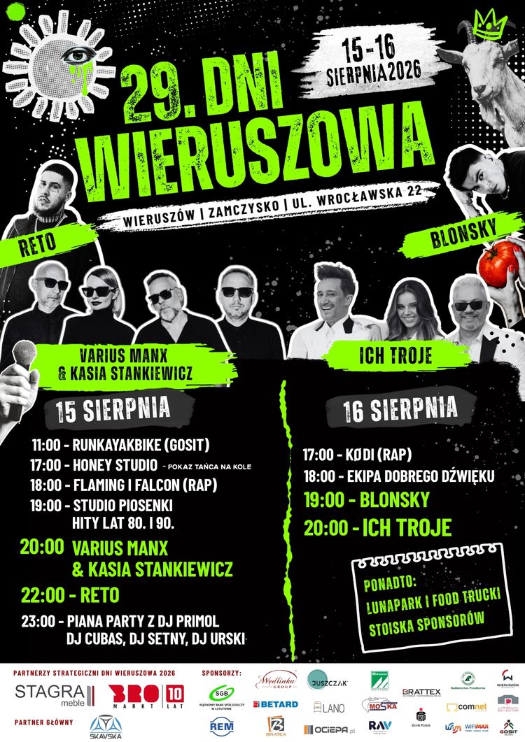 Przed nami Dni Wieruszowa: na scenie m.in. Varius Manx i Kasia Stankiewicz oraz Ich Troje