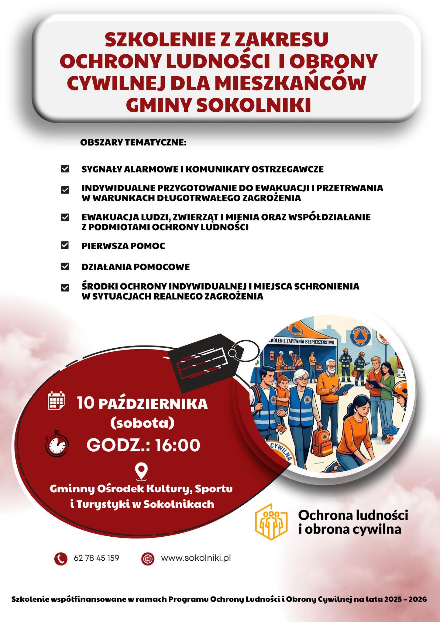 Gmina Sokolniki: w sobotę szkolenie dla mieszkańców z zakresu ochrony ludności i obrony cywilnej